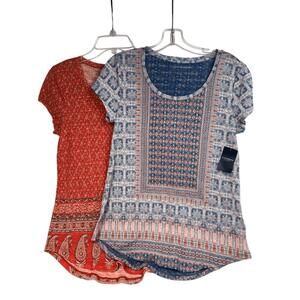 Lucky Brand Boho Print Tee Bundle  Size‎ S  2 Tops